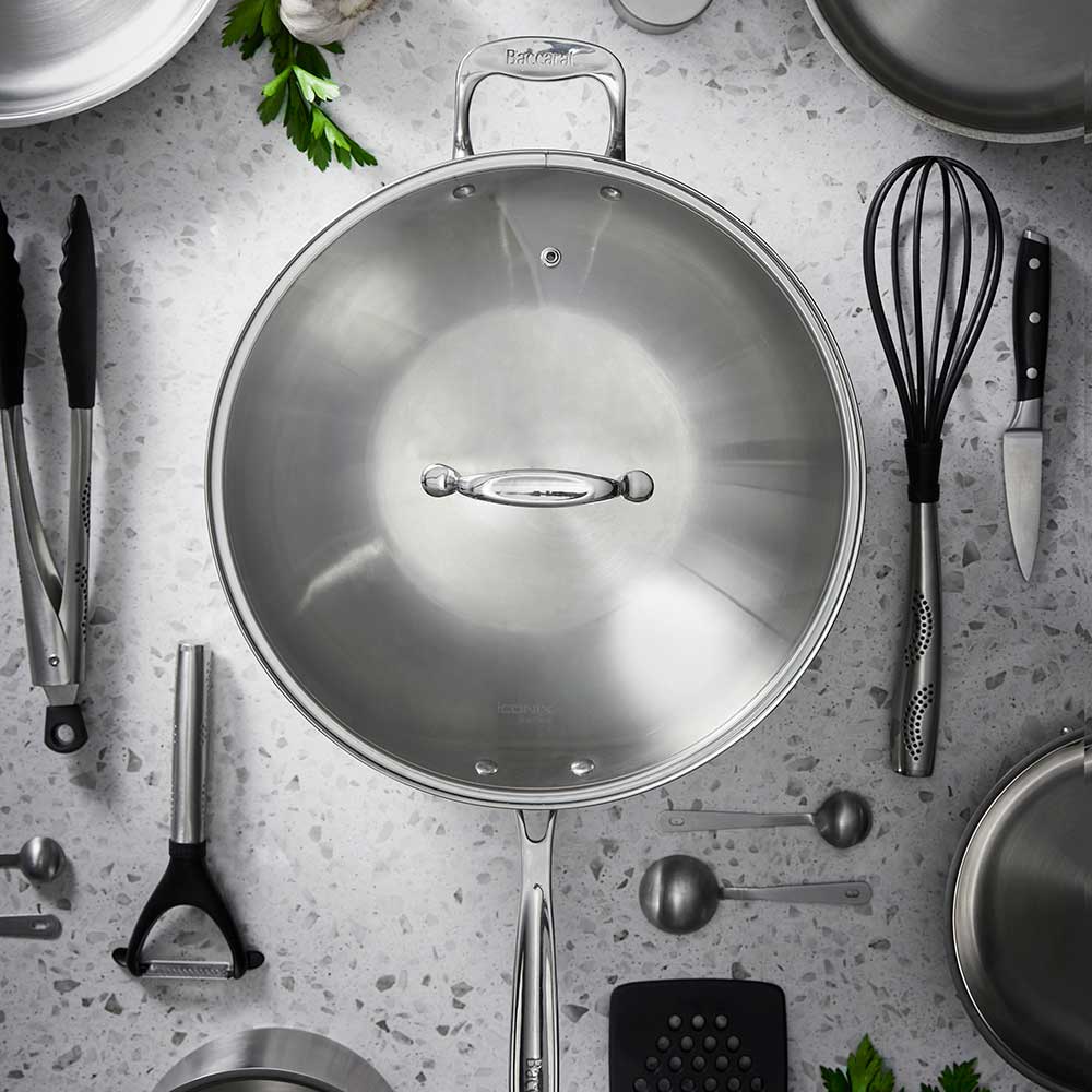 Baccarat iconiX Stainless Steel Wok with Lid & Helper Handle 32cm at MyHouse