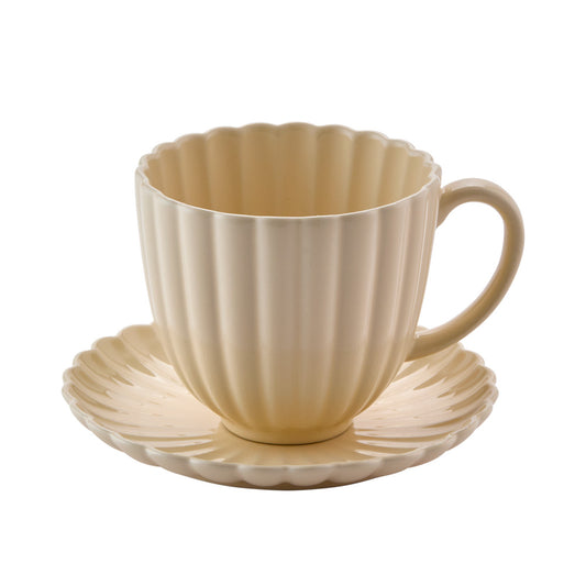 Alex Liddy Posy Teacup And Saucer Set Cream ribbed edge at MyHouse