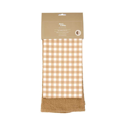 Alex Liddy Rustica Set of 2 Cotton Tea Towels in Sand Cream at MyHouse
