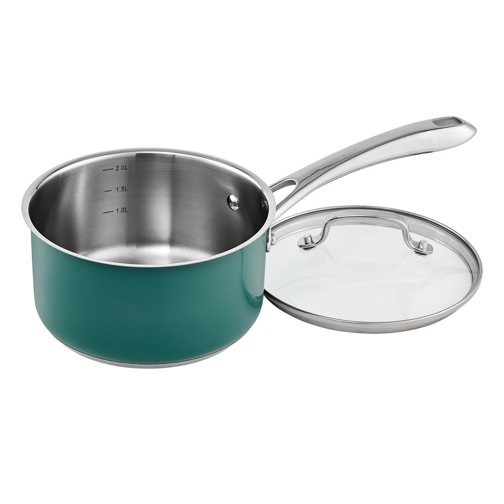 Baccarat SIGNATURE 6 Piece Cookware Set Forest Green with Saucepan with inner measurement markings at MyHouse