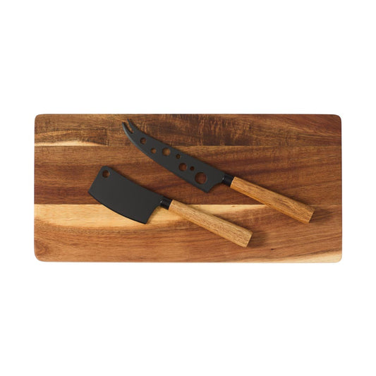 Alex Liddy Slate & Co Acacia Serving Board with Set of 2 Cheese Knives - MyHouse