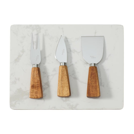 Alex Liddy Slate & Co Marble Serving Board with Set of 3 Cheese Knives - MyHouse