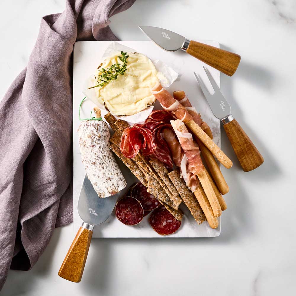 Marble Serving Board with 3 Cheese Knives and charcuterie - MyHouse