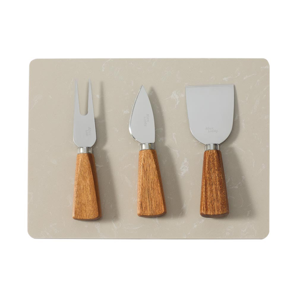 Alex Liddy Slate & Co Marble Serving Board with Set of 3 Cheese Knives - MyHouse