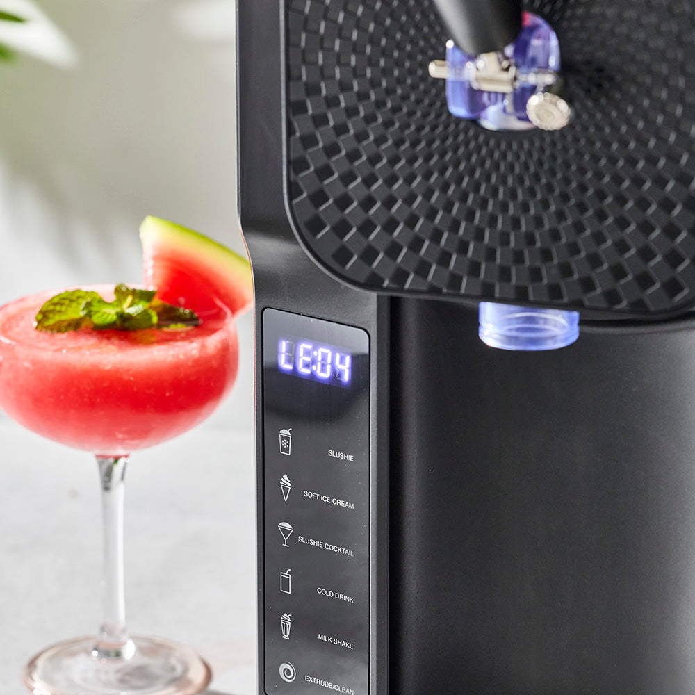 close up of slushie and ice cream machine