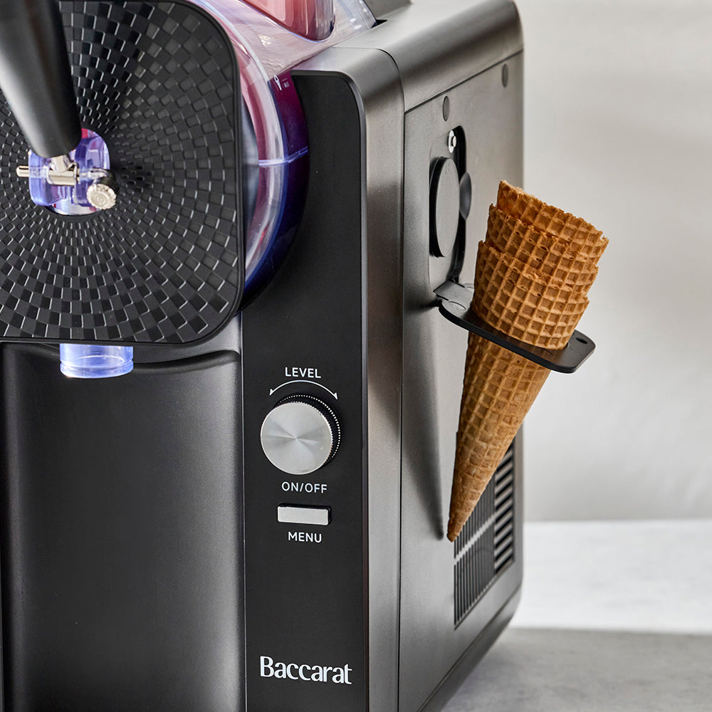 waffle cones in the holder on a ice cream machine 