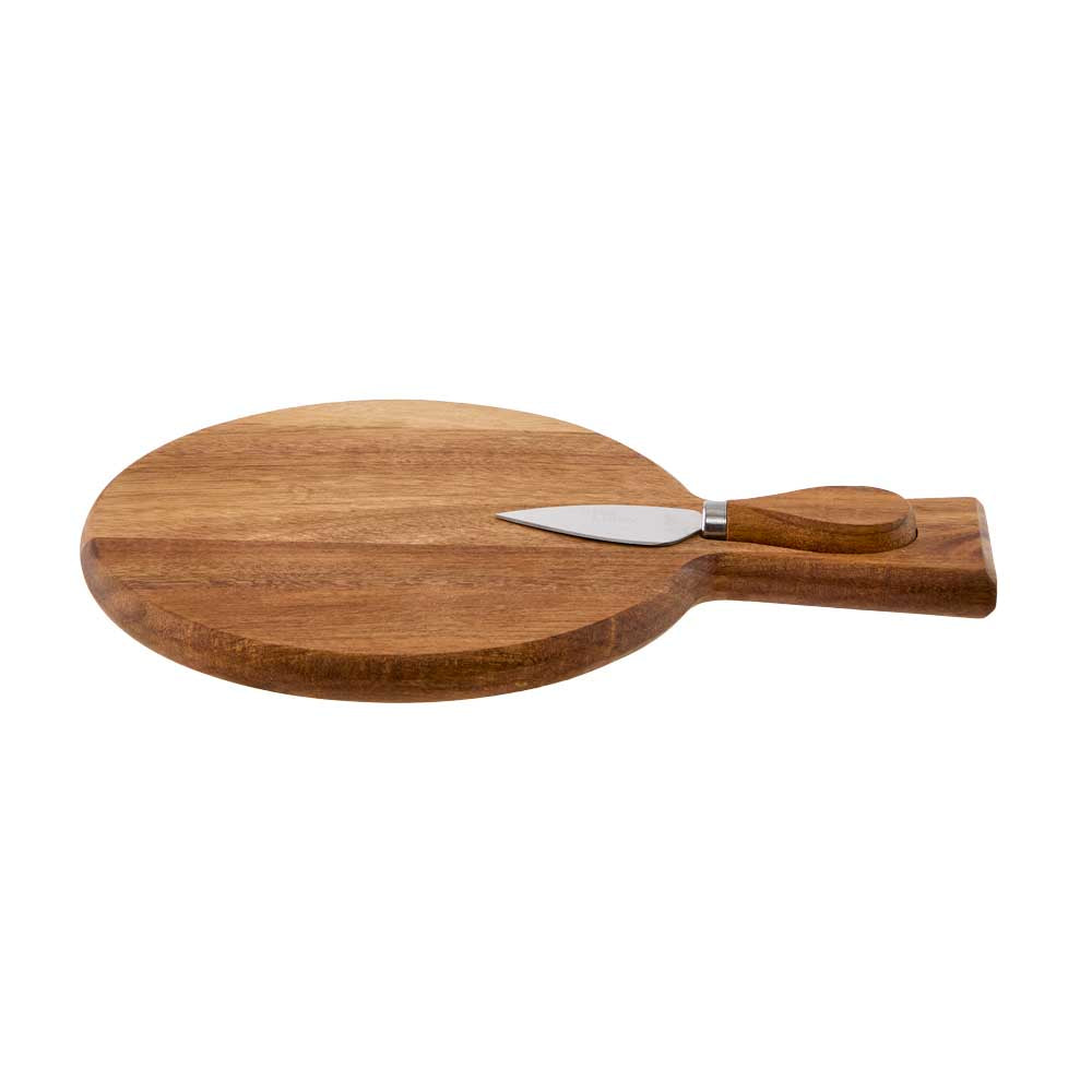 Alex Liddy Acacia Round Board and Cheese Knife Set - MyHouse