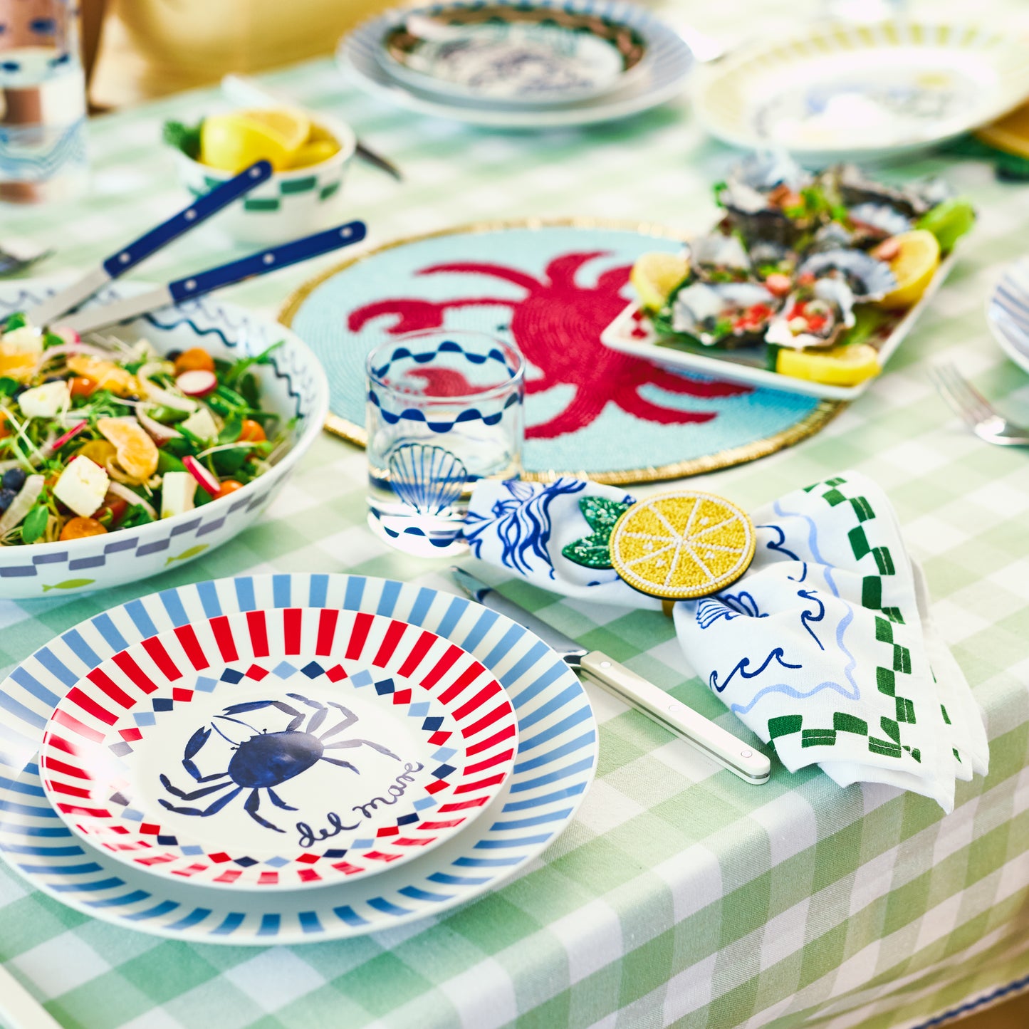 Porto Gingham Table Cloth 150x230cm Sage