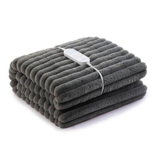Royal Comfort Thermolux Heated Stripe Faux Fleece Throw