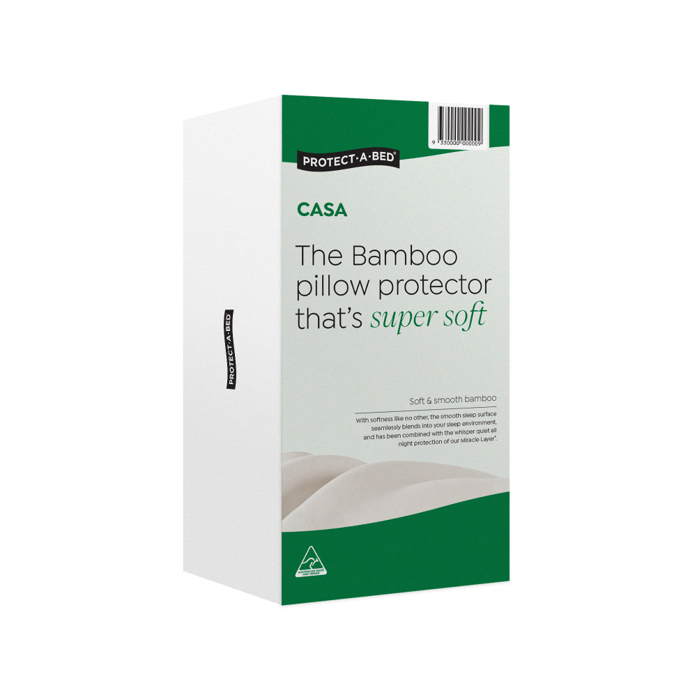 Protect-A-Bed Casa Bamboo Jersey Fitted Waterproof Pillow Protector Twin Pack