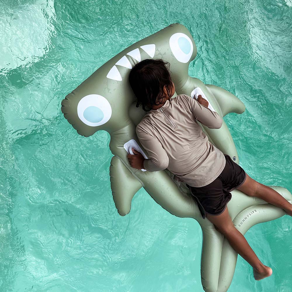 SUNNYLiFE Kids Lie-On Float Salty The Shark Khaki