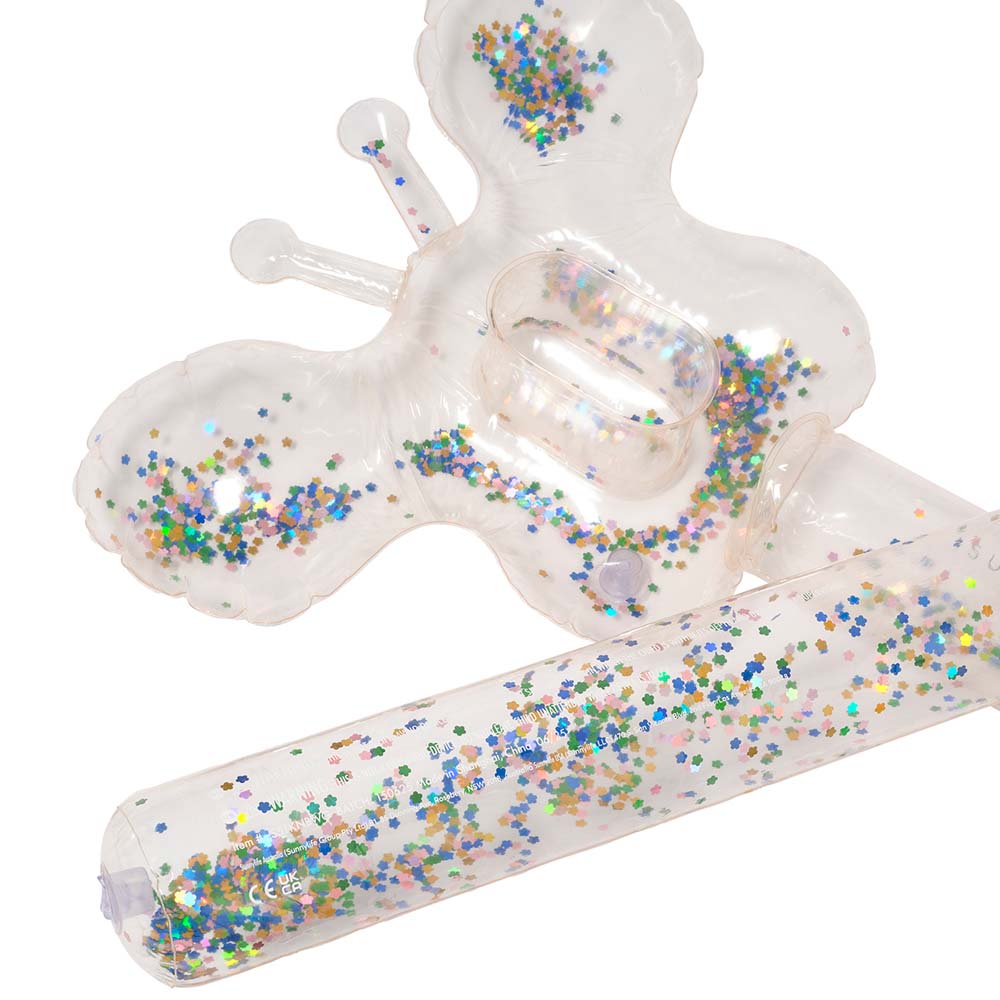 SUNNYLiFE Set of 2 Kids Inflatable Noodles Cotton Candy Glitter