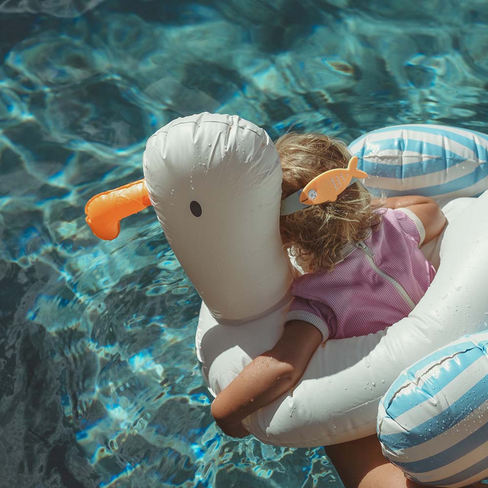 SUNNYLiFE Kids Tube Pool Ring Sammy The Seagull Blue Stripe