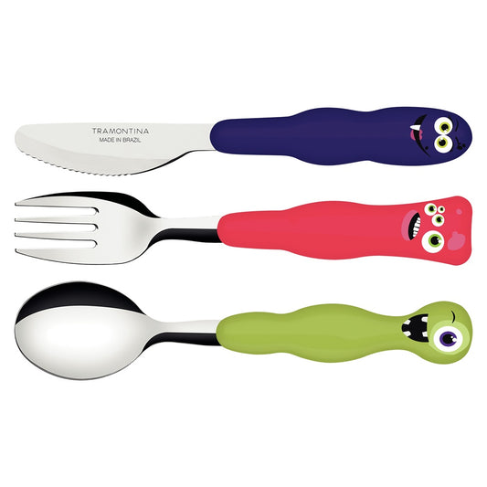 Tramontina 3 Piece Children's Cutlery Set with Monster handles - MyHouse