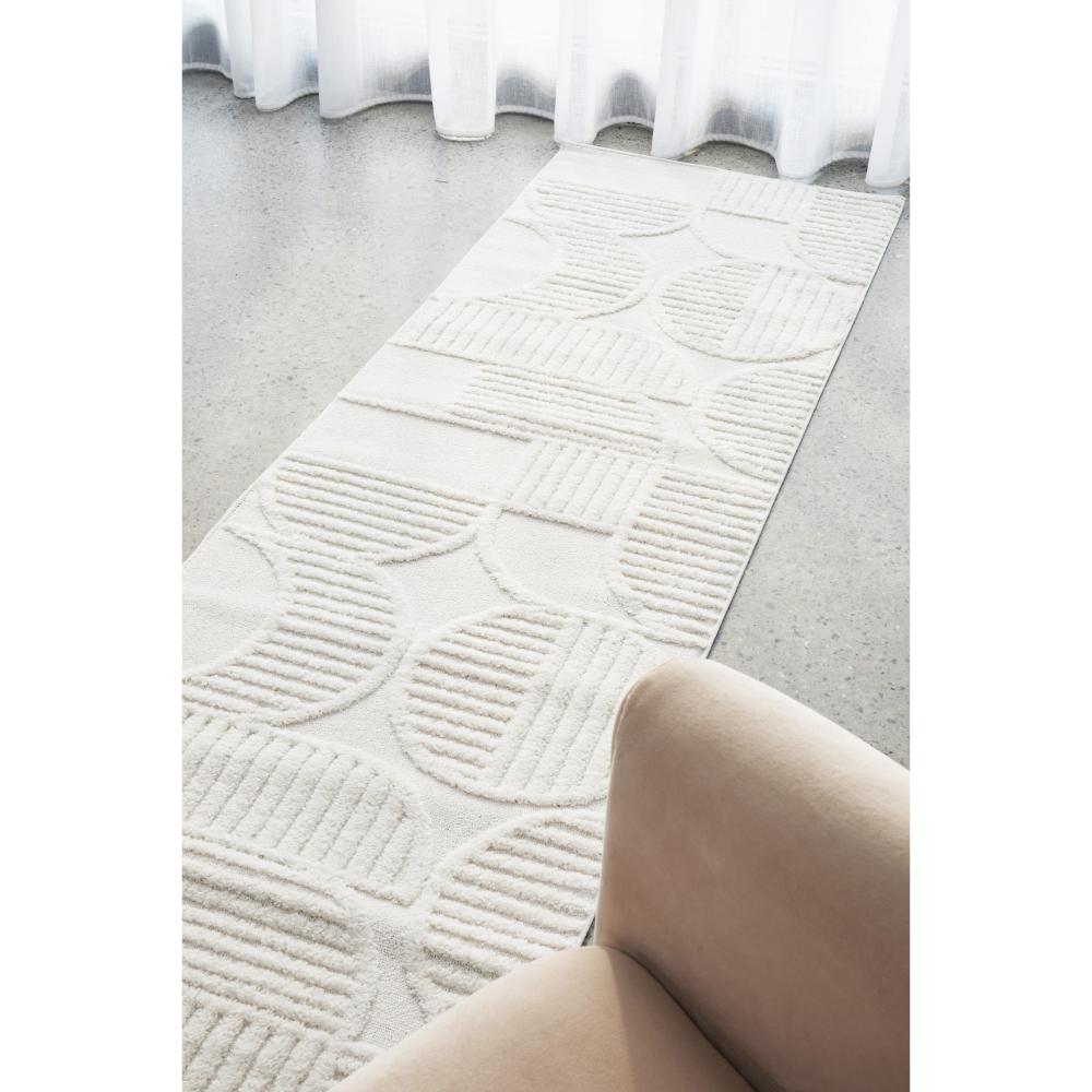 Rug Culture Lotus Leo Runner in White in lounge room at MyHouse