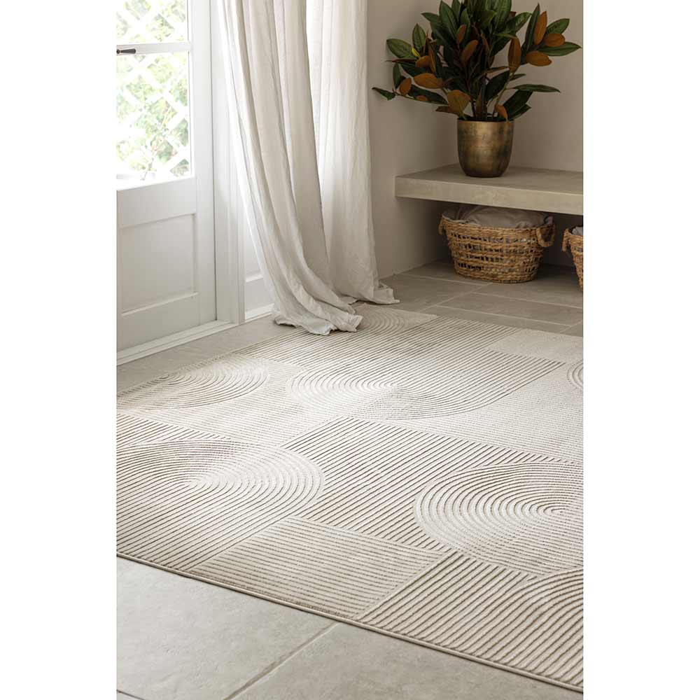 Darren Palmer Raking Rug Linen Cream in entry room at MyHouse