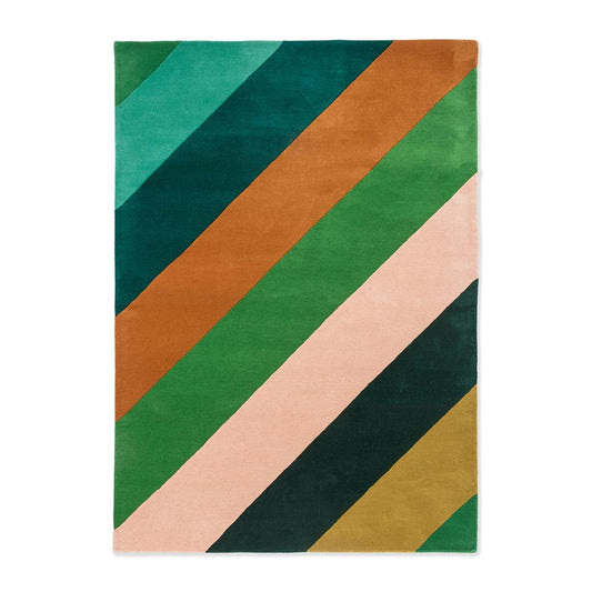 Harlequin X Sophie Robinson Sherbet Stripe Rug Emerald/Amber - MyHouse