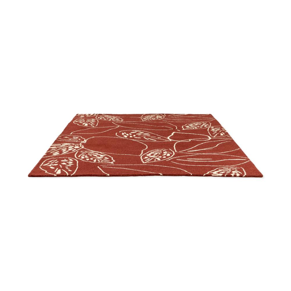 red leaf wool rug angled image - MyHouse
