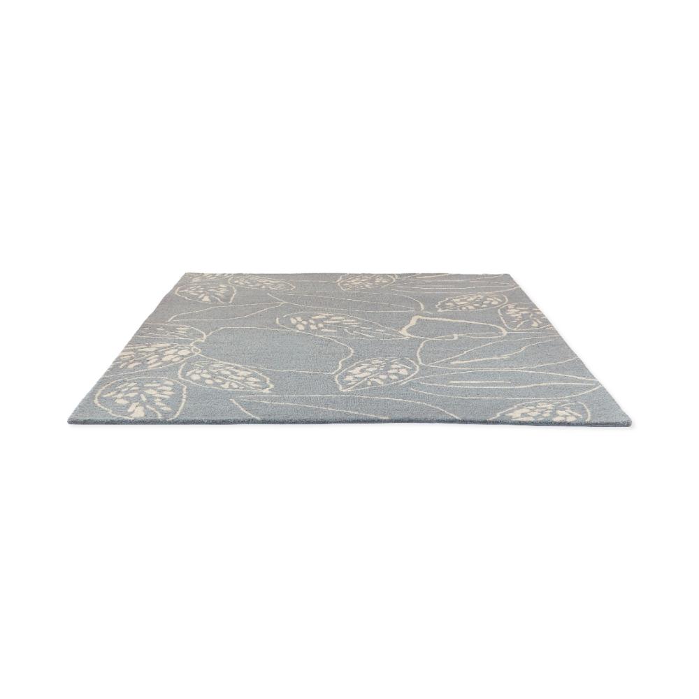 blue leaf wool rug angled image - MyHouse