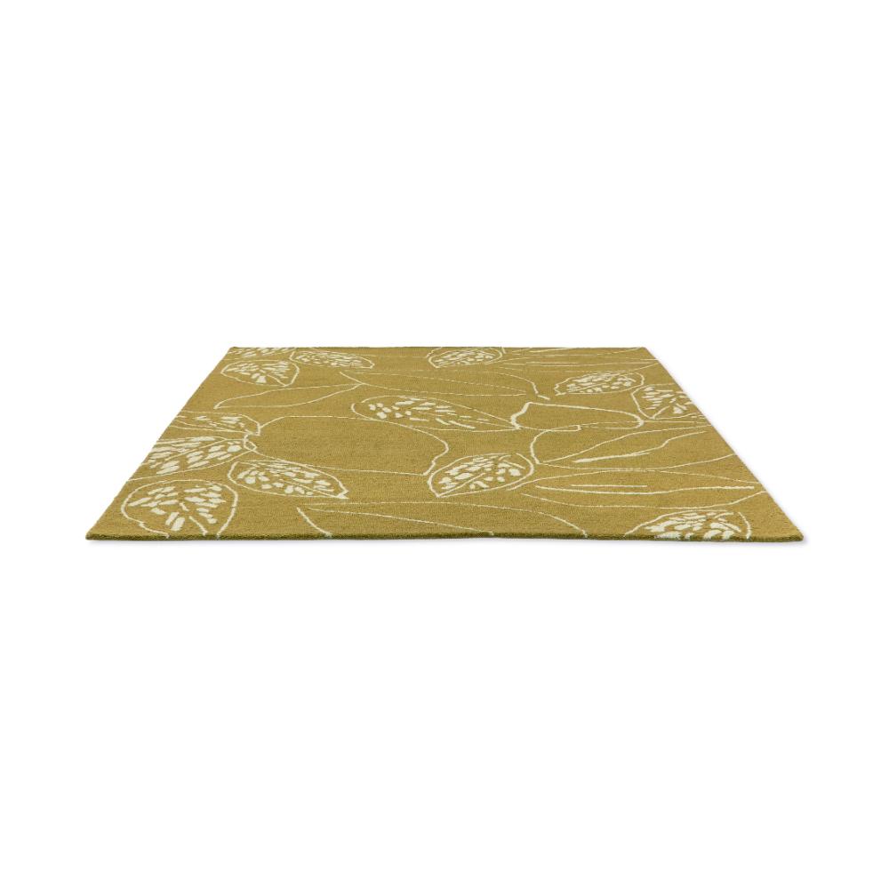 yellow leaf wool rug angled image - MyHouse