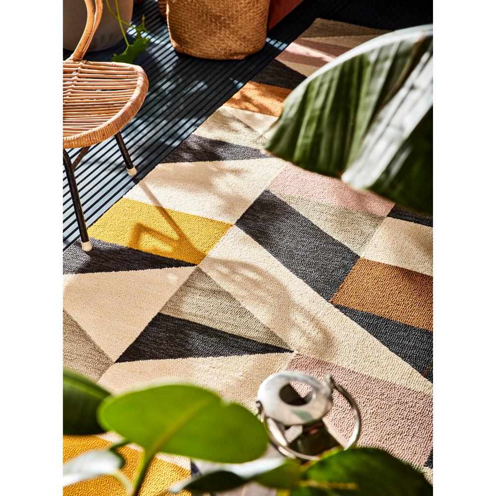 Multicolour geo print Indoor/Outdoor Rug on patio - MyHouse