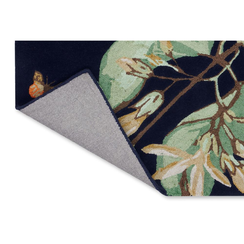 Hummingbird and floral blue wool rug detailed image - MyHouse