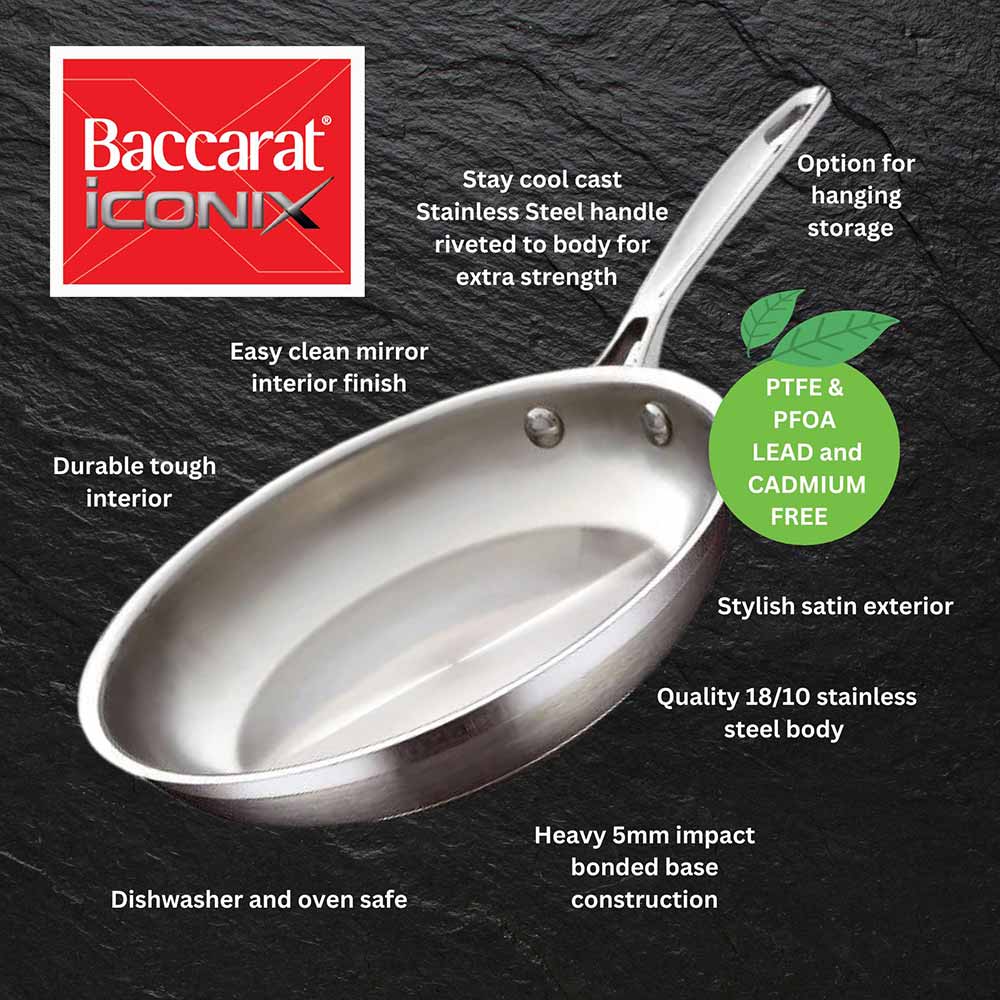 Baccarat iconiX stainless steel frypan features and benefits infographic at MyHouse