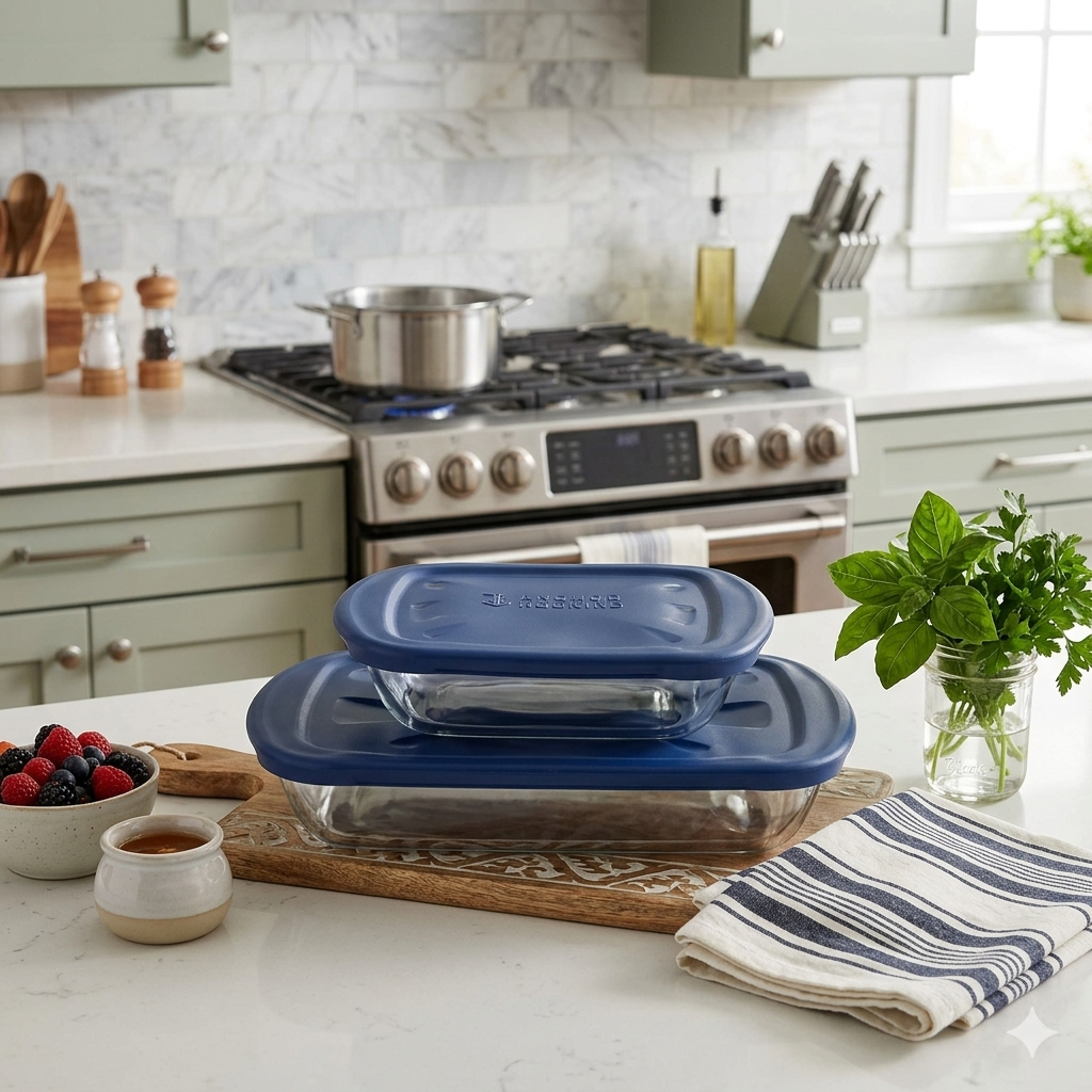 Anchor Hocking Essentials 4 Piece Bakeware Bundle Navy