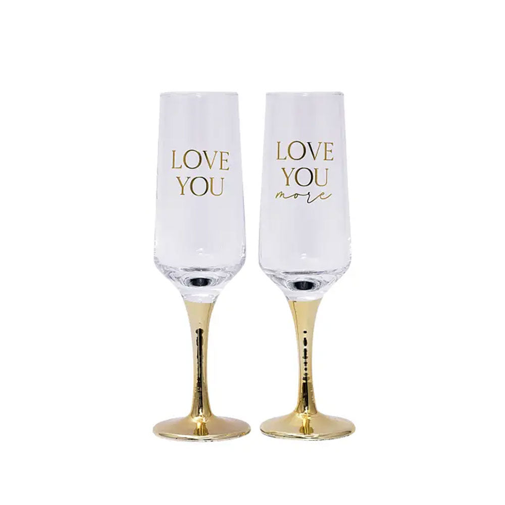 Splosh Set Of 2 Love You Champagne Flutes