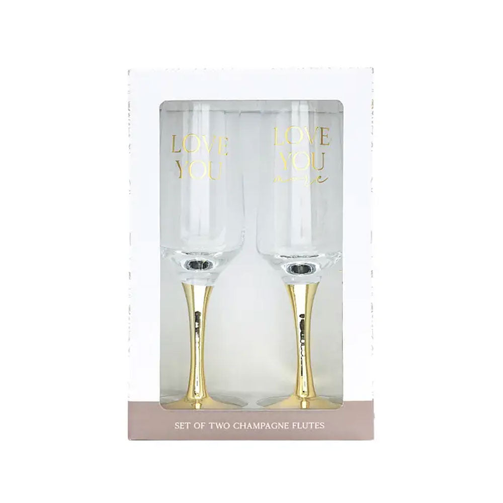 Splosh Set Of 2 Love You Champagne Flutes