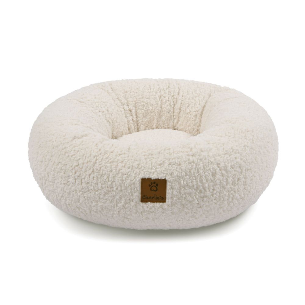 Charlie's Teddy Fleece Round Calming Dog Bed