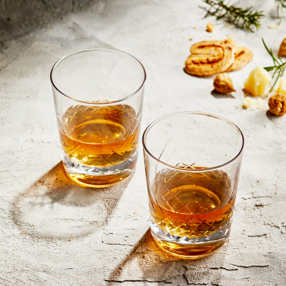 Cellar Premium Luxe Set of 2 Pressed Double Old Fashion Glass II