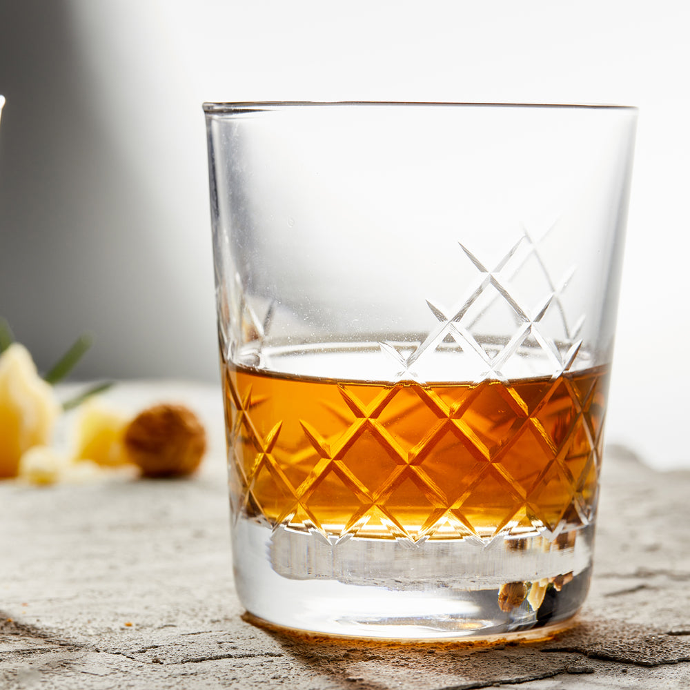 Cellar Premium Luxe Set of 2 Pressed Double Old Fashion Glass II
