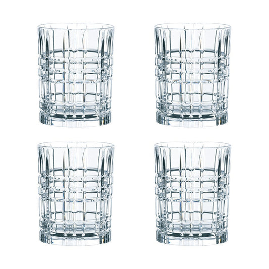 Nachtmann 4 Piece Crystal Square Whisky Tumbler Set 345ml