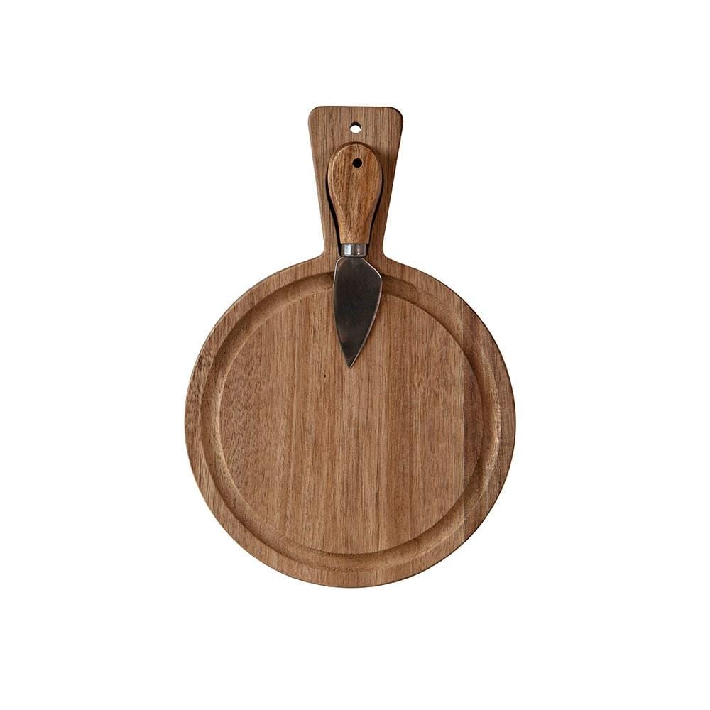 Alex Liddy Acacia Mini Round Serving Board with Knife 18cm