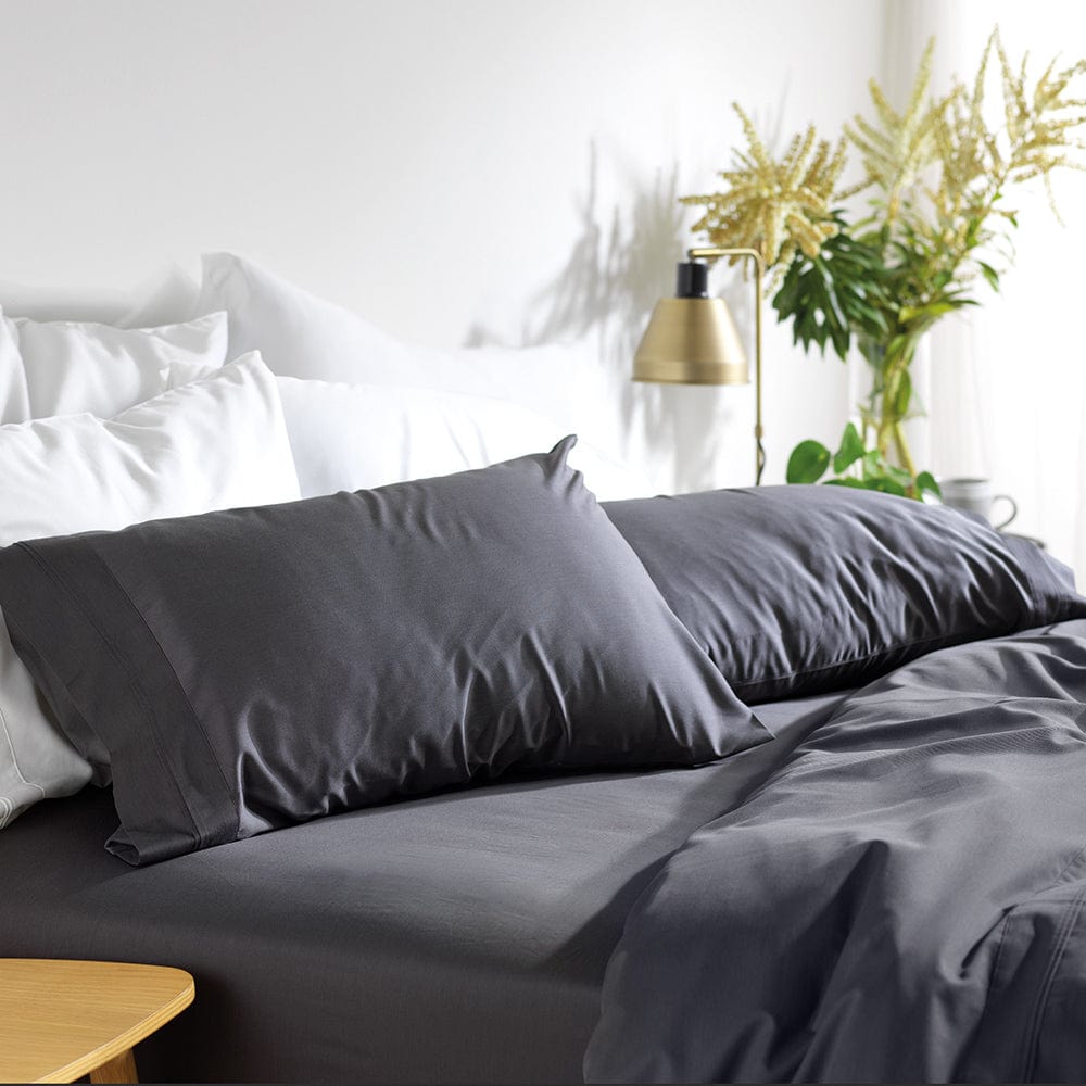 Riley Bamboo Cotton Pillowcase Pair Graphite
